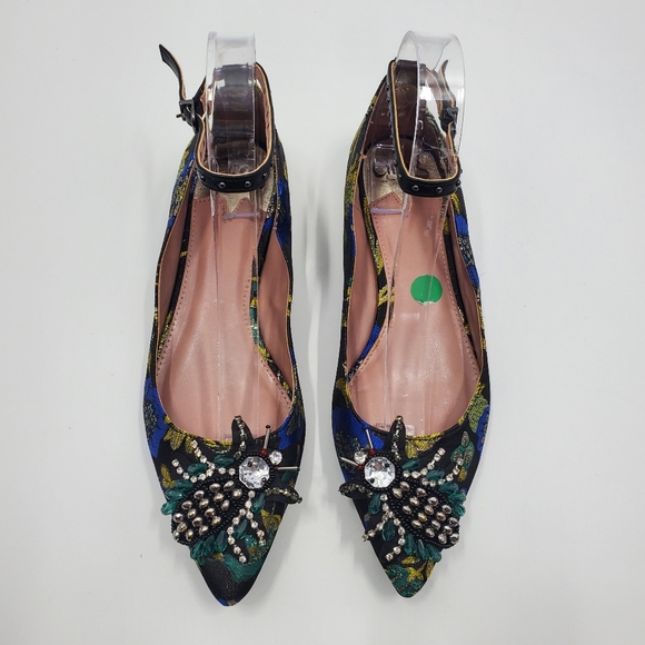 Cirus Sam Edelman Rocco Ankle Strap Flat Bedazzled - Picture 2 of 10